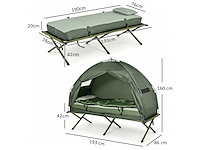 4-in-1 verhoogde tent met opvouwbaar kampeerbed + slaapzak + luchtmatras + pomp - afbeelding 3 van  4