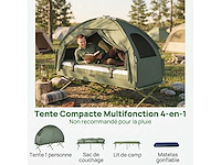 4-in-1 verhoogde tent met opvouwbaar kampeerbed + slaapzak + luchtmatras + pomp - afbeelding 4 van  4