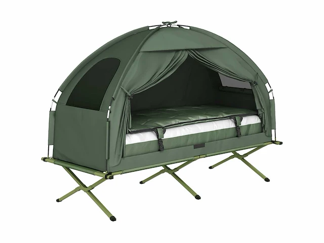 4-in-1 verhoogde tent met opvouwbaar kampeerbed + slaapzak + luchtmatras + pomp - afbeelding 2 van  4