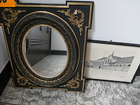 4 ingelijste etsen + antieken napoleon iii stijl spiegel - afbeelding 5 van  5