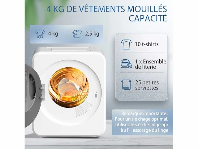 4 kg draagbare afzuigdroger, 800 w elektrische droger - afbeelding 5 van  6