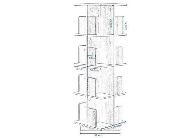 4-lags 360° ronddraaibare plank, moderne vrijstaande boekenkast - afbeelding 4 van  6
