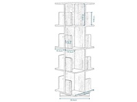 4-lags 360° ronddraaibare plank, moderne vrijstaande boekenkast - afbeelding 4 van  6