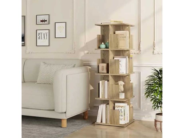 4-lags 360° ronddraaibare plank, moderne vrijstaande boekenkast - afbeelding 6 van  6