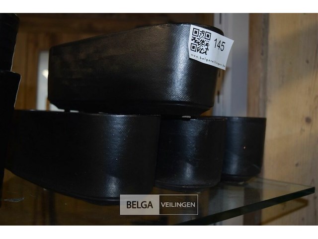 4 mat zwarte ovale bloempotten 33x10 cm - afbeelding 2 van  2