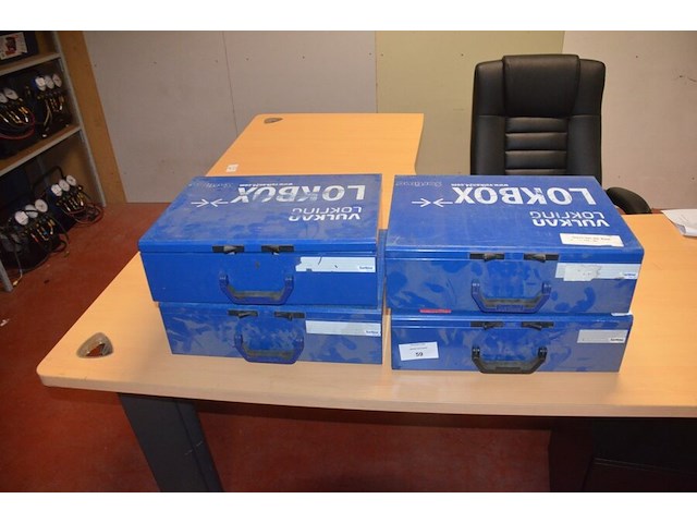 4 metalen koffers vulkan lokring met koppelstukken (b423) - afbeelding 1 van  9