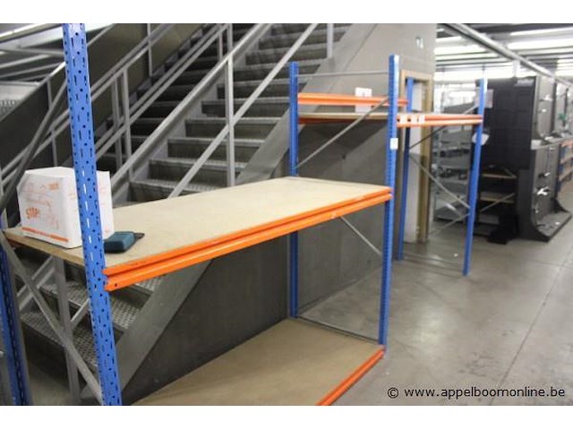 4 meter magazijnrekken bestaande uit 3 staanders en 7 leggers - afbeelding 1 van  2