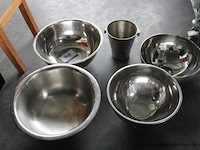 4 rvs schalen plus champagne emmer - afbeelding 1 van  1