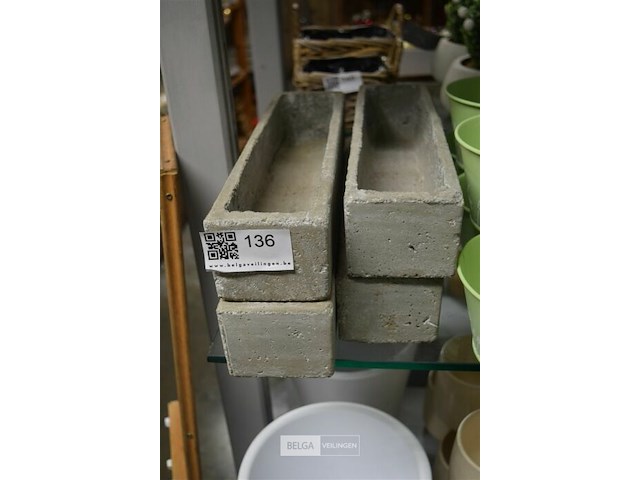 4 stenen bloembakjes 38x10 cm - afbeelding 1 van  2