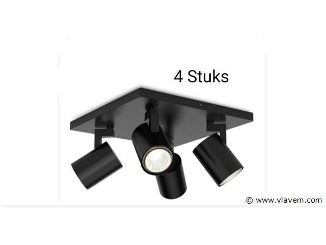 4 stuks plafondlamp kona zwart - afbeelding 1 van  2