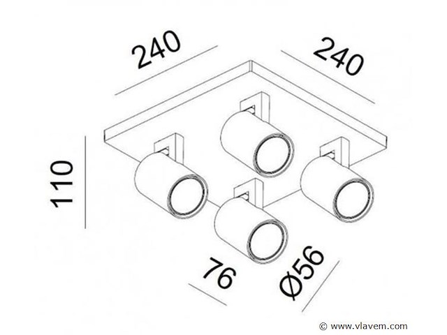 4 stuks plafondlamp kona zwart - afbeelding 2 van  2