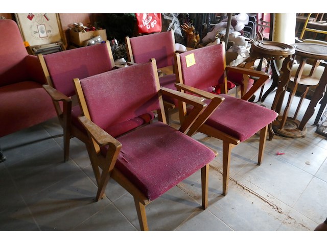 4 vintage houten stoelen - afbeelding 1 van  3