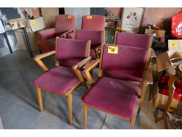 4 vintage houten stoelen - afbeelding 2 van  3