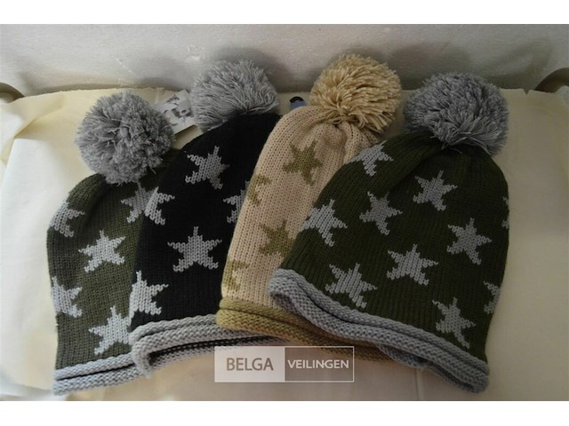 4 wintermutsen met pompon div. kleuren - afbeelding 1 van  4