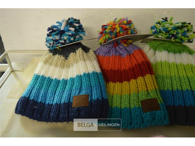 4 wintermutsen met pompon div. kleuren - afbeelding 3 van  4