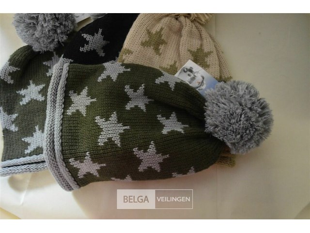 4 wintermutsen met pompon div. kleuren - afbeelding 2 van  4