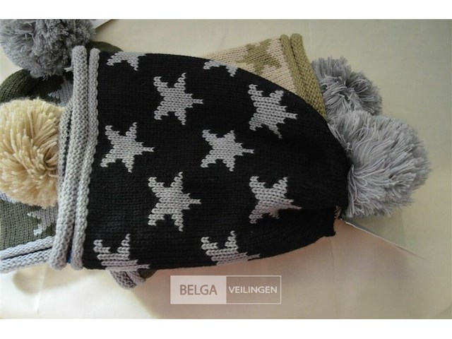 4 wintermutsen met pompon div. kleuren - afbeelding 4 van  4