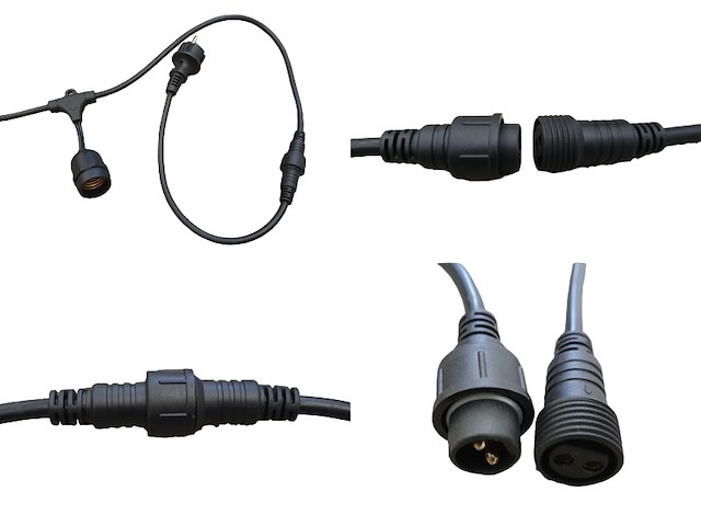 4 x 10 meter e27 waterdicht prikkabel koppelbaar - afbeelding 8 van  9