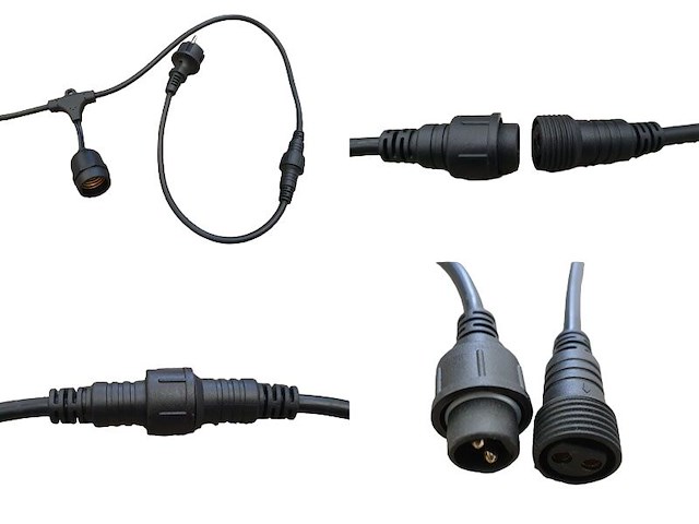 4 x 10 meter e27 waterdicht prikkabel koppelbaar - afbeelding 8 van  9