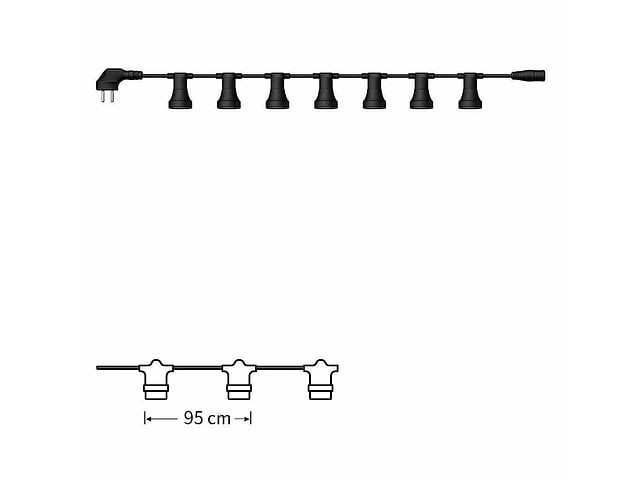 4 x 10 meter koppelbare prikkabel – e27 – ip44 – met stekker – zwart - afbeelding 5 van  5