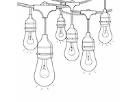 4 x 10 meter koppelbare prikkabel – e27 – ip44 – met stekker – zwart - afbeelding 4 van  7