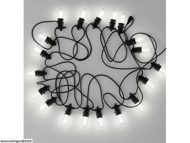4 x 10 meter koppelbare prikkabel – e27 – ip44 – met stekker – zwart - afbeelding 3 van  6