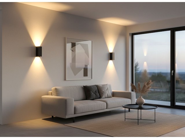 4 x 12w led zwart wandlamp duo licht verstelbaar waterdicht - afbeelding 3 van  6