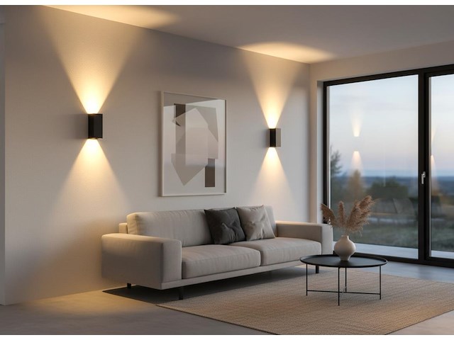 4 x 12w led zwart wandlamp duo licht verstelbaar waterdicht - afbeelding 3 van  6