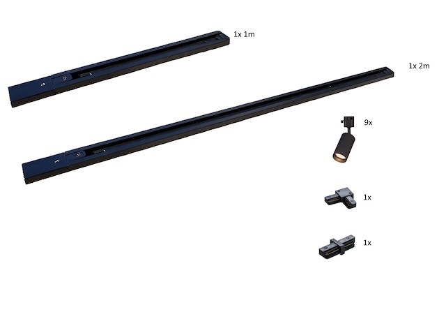 4 x 3 meter railsysteem met 9 st railspot gu10 fitting - afbeelding 4 van  7
