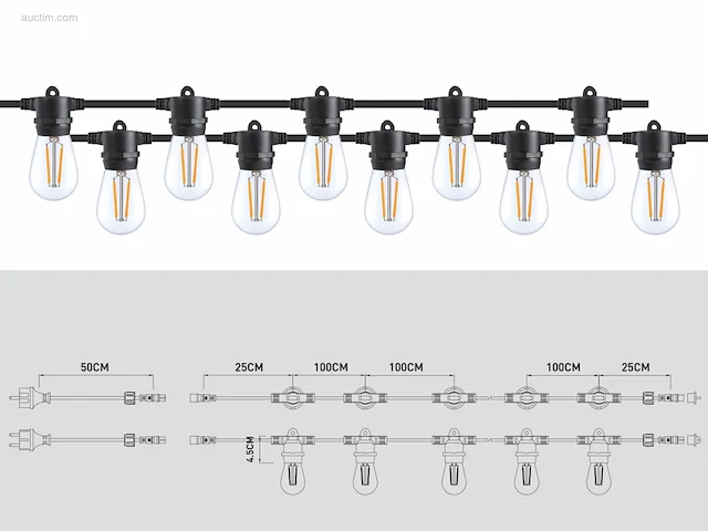 (4 x) 4 x 10 meter e27 waterdicht prikkabel... - afbeelding 6 van  6