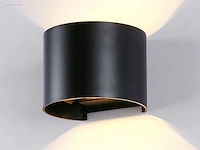(4 x) 4 x 7w led zwart wandlamp rond duo licht...