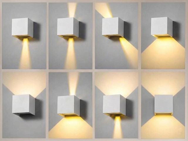 4 x 7w led wit wandlamp kubus duo licht verstelbaar waterdicht - afbeelding 6 van  8
