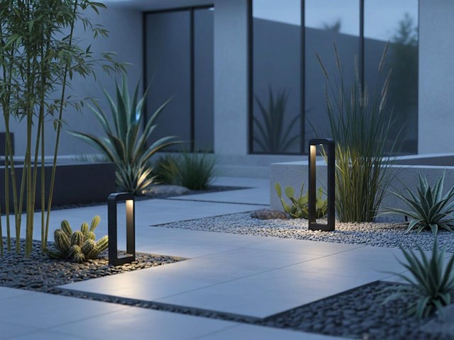 4 x 7w led zand zwart tuinlamp 30cm warm wit - afbeelding 4 van  8