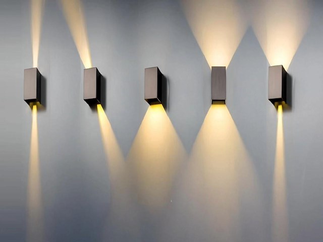4 x 7w led zwart wandlamp duo licht verstelbaar waterdicht - afbeelding 5 van  6