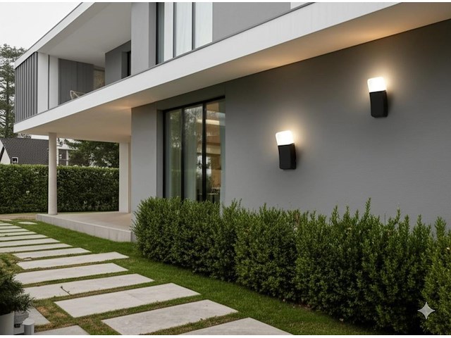 4 x 9.5w led wandlamp gebogen zand zwart warm wit waterdicht - afbeelding 1 van  7