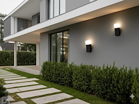 4 x 9.5w led wandlamp gebogen zand zwart warm wit waterdicht - afbeelding 1 van  7