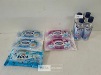 4 x alcoholgel 100ml + 5 x vochtige doekjes 15 stuks