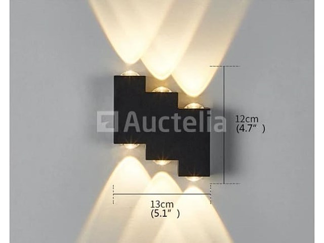 4 x bidirectionele led wandlamp – 6w – 3500k warm wit – ip54 – sw-45-3 - afbeelding 4 van  4