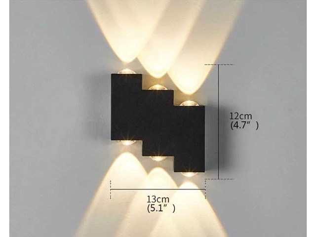 4 x bidirectionele led wandlamp – 6w – 3500k warm wit – ip54 – sw-45-3 - afbeelding 4 van  8