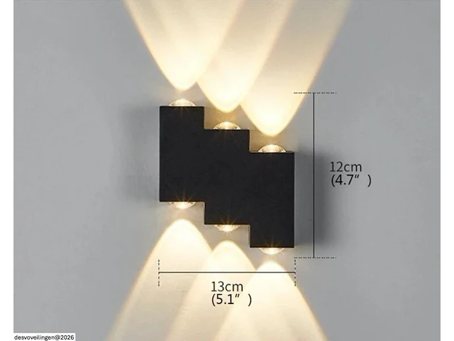 4 x bidirectionele led wandlamp – 6w – 3500k warm wit – ip54 – sw-45-3 - afbeelding 4 van  5