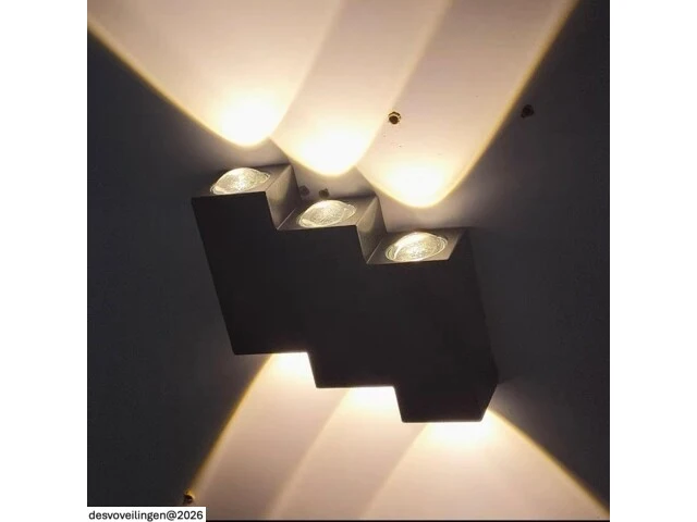4 x bidirectionele led wandlamp – 6w – 3500k warm wit – ip54 – sw-45-3 - afbeelding 5 van  5