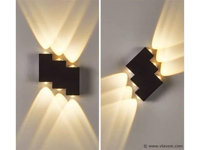 4 x bidirectionele led wandlamp – 6w – 3500k warm wit – ip54 – sw-45-3 - afbeelding 2 van  4