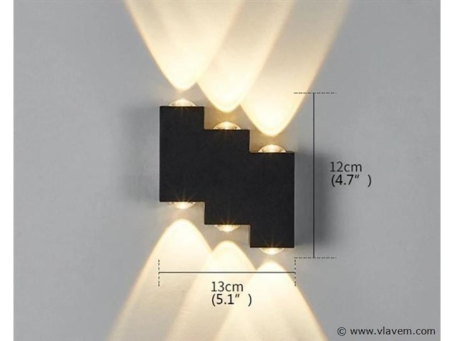 4 x bidirectionele led wandlamp – 6w – 3500k warm wit – ip54 – sw-45-3 - afbeelding 3 van  4