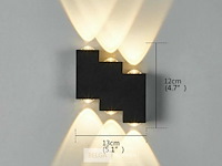 4 x bidirectionele led wandlamp – 6w – 3500k warm wit – ip54 – sw-45-3 - afbeelding 4 van  5