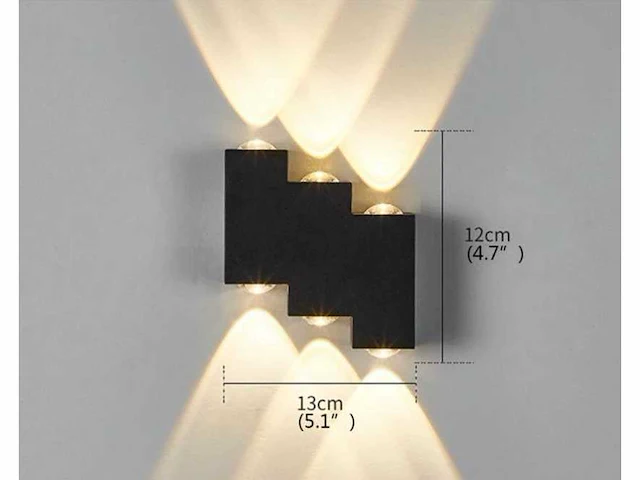 4 x bidirectionele led wandlamp – 6w – 3500k warm wit – ip54 – sw-45-3 - afbeelding 8 van  8