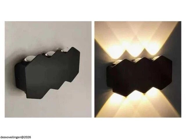 4 x bidirectionele led wandlamp – 6w – 3500k warm wit – ip54 – sw-51-3 - afbeelding 5 van  5
