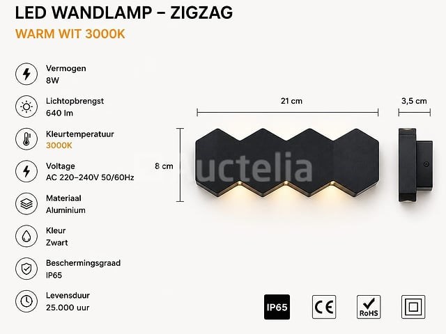 4 x bidirectionele led wandlamp – 8w – 3500k warm wit – ip54 – sw-51-4 - afbeelding 1 van  4