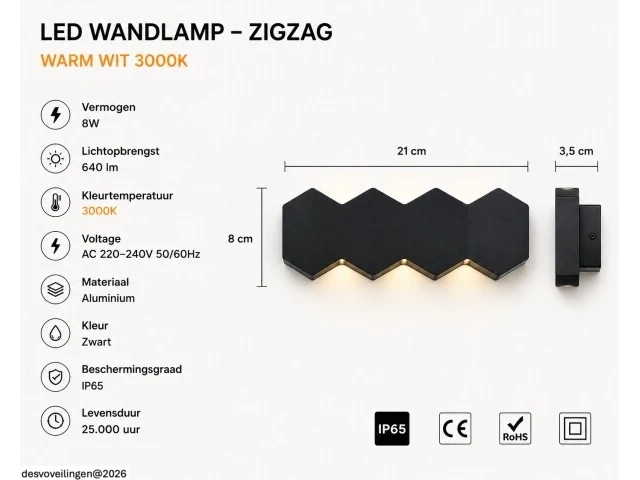4 x bidirectionele led wandlamp – 8w – 3500k warm wit – ip54 – sw-51-4 - afbeelding 4 van  5