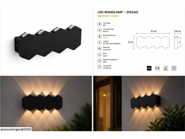 4 x bidirectionele led wandlamp – 8w – 3500k warm wit – ip54 – sw-51-4 - afbeelding 5 van  5