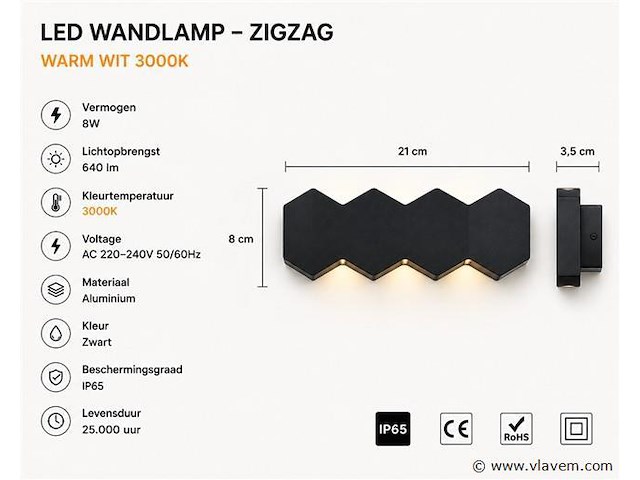 4 x bidirectionele led wandlamp – 8w – 3500k warm wit – ip54 – sw-51-4 - afbeelding 3 van  4